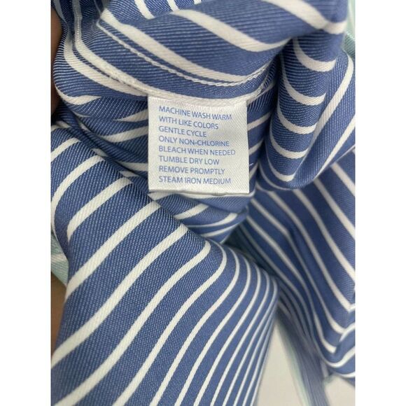Southern Tide Trim Size Medium Green White Stripe Button Down Long Sleeve Shirt - Picture 7 of 8